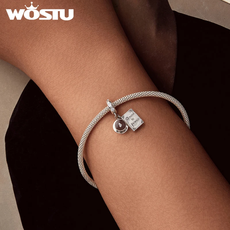 WOSTU 925 Sterling Silver Coffer Cup & Book & Charm Pendant coffee bean Bead Fit DIY Bracelet Necklace Gift For Lover Mom's Gift