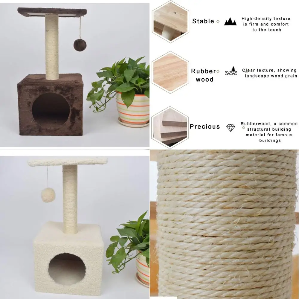 

Большой когтеточка для кошек с подвесными игрушками и двумя платформами для кошачьих развлечений