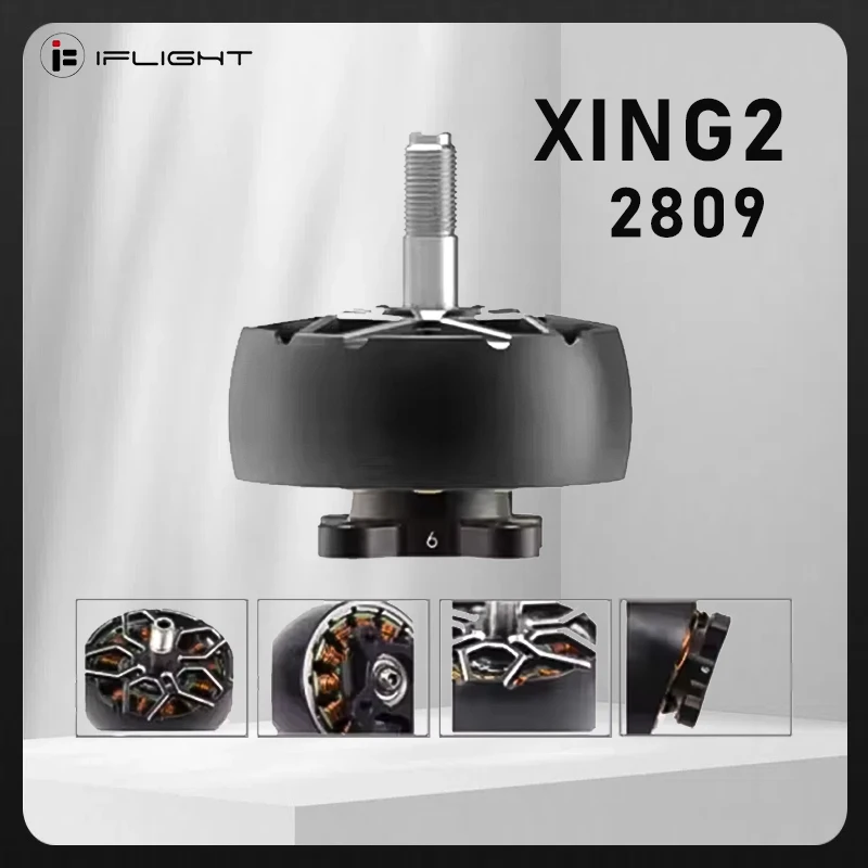 

IFlight XING2 2809 800KV / 1250KV Brushless Motor W/ 5mm Titanium Alloy Shaft Compatible 7-8inch Propeller 4-6S for RC FPV Drone