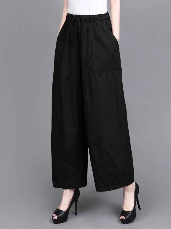 ارتفاع الخصر بنطال ذو قصة أرجل واسعة المرأة الربيع الصيف فضفاض بناطيل كاجوال تسع نقاط ثنى Sli حجم كبير أمي الجينز