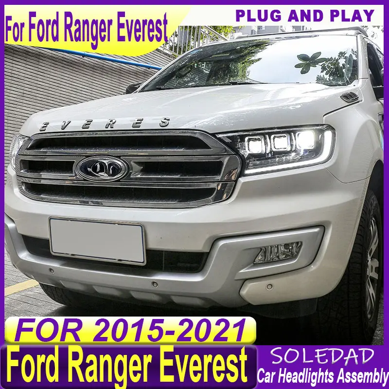 Car Headlights For  Ranger Everest 2015 2016 2017 2018-2021 T6 FL T7 T8 Raptor Endeavour Headlight DRL Head Lamp Led Projector