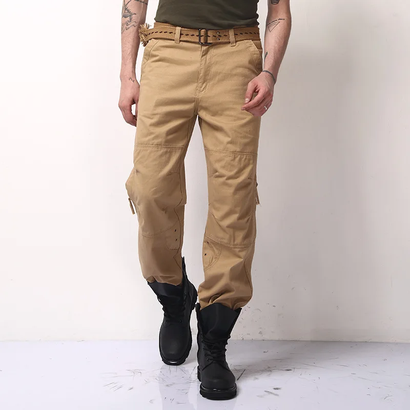 

Fashion Cotton Cargo Pants Men Loose Casual Trousers Jogging Cargo Pants Men Solid Multi Pockets Breathable Trousers Plus Size