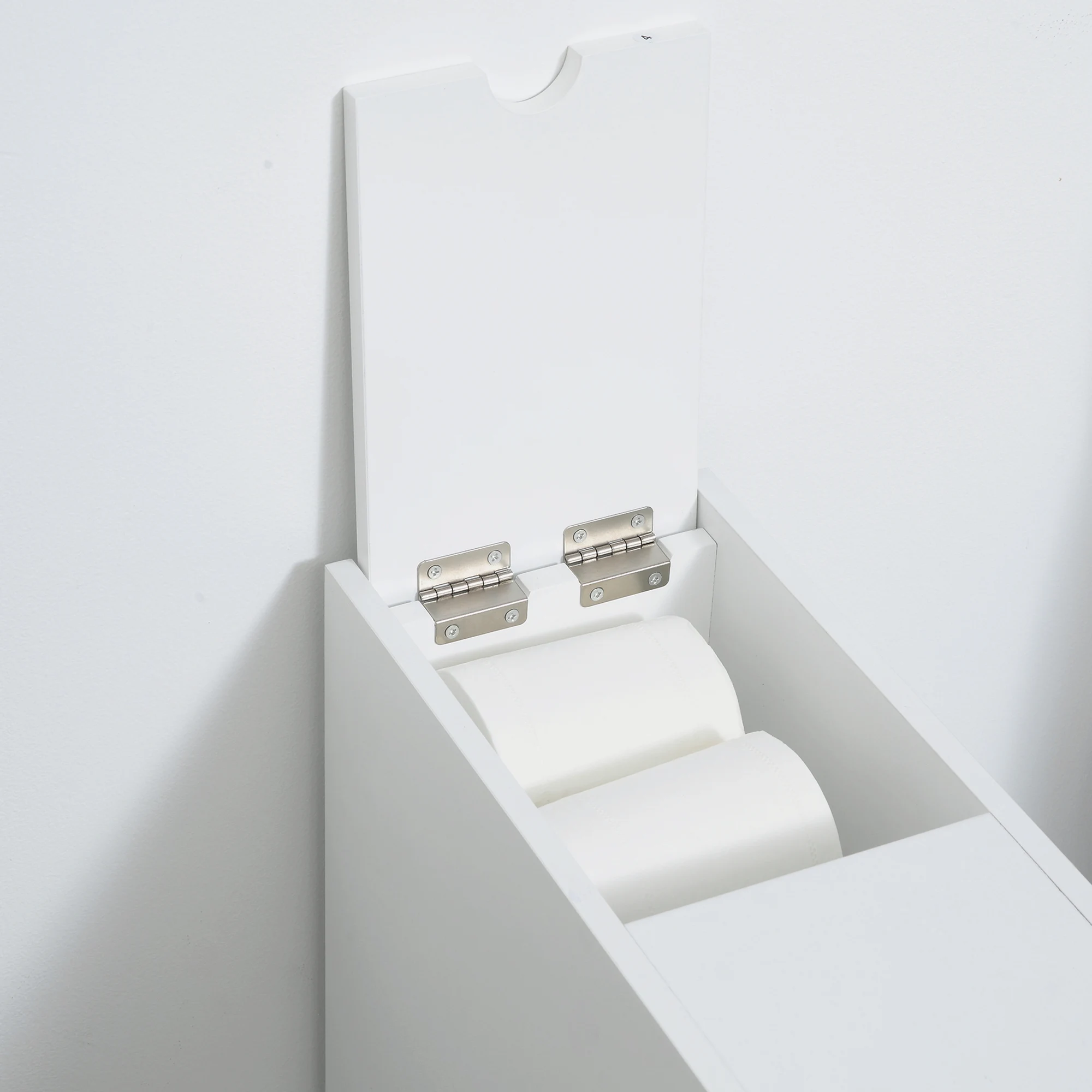 Zones com HOFloor-Armoire de rangement étroite, porte-papier hygiénique, égouttoir de proximité, blanc