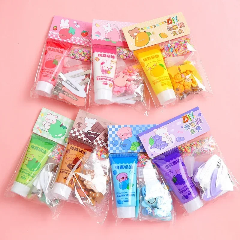 Fruit Geur Crème Gel Haarclip Diy Handgemaakt Materiaal Pack Schattige Hars Telefoon Case Pen Houder Accessoires Haarclip Set