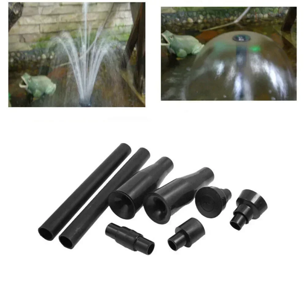 8pcs Set Black Home Multi-Functional Garden Fountain Plastic Nozzle Head  For Pool Pond Fountain Submersible Pump