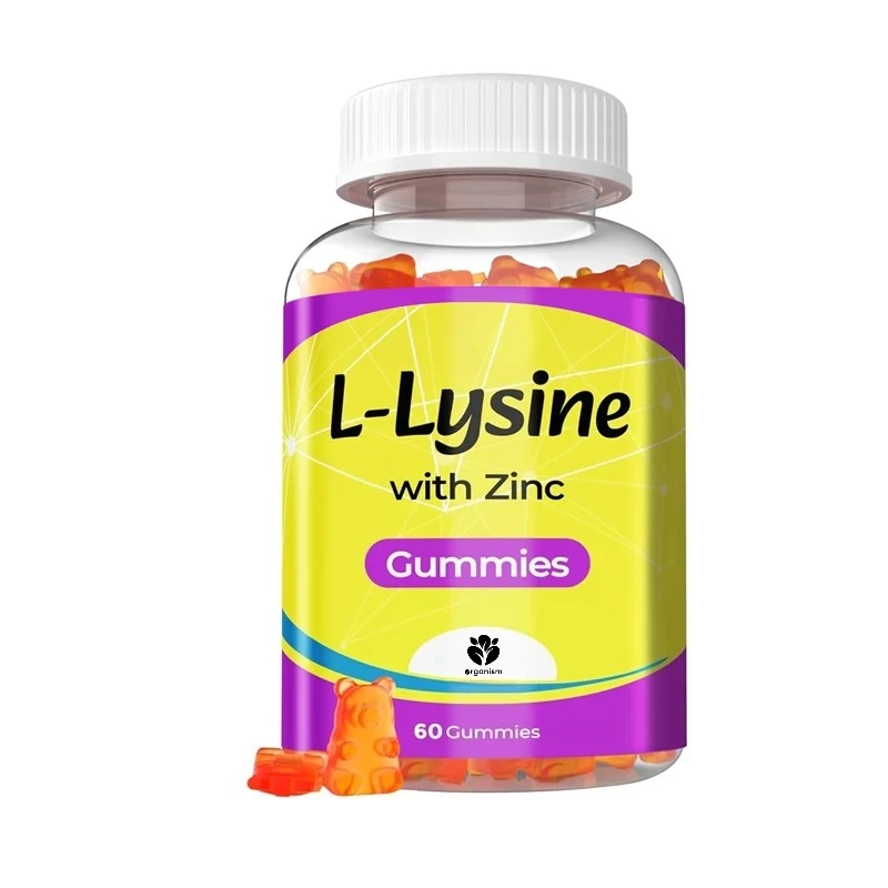 

L-Lysine gummies 1000mg Zinc - Supports skin, lips, vegetarians, gluten free, vitamin tissue health and immune system, non GMO