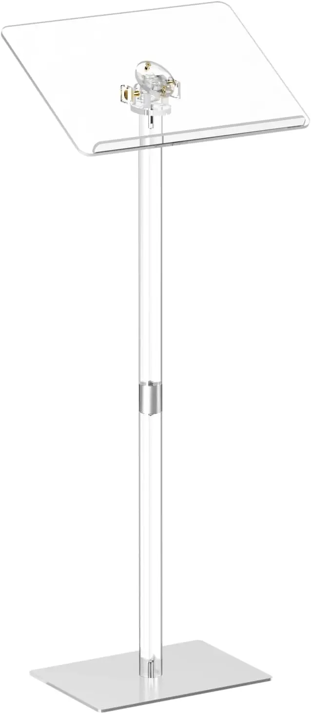 

Small Acrylic Podium Stand, Angle Adjustable, 17.7" L x 13" W x 42.3" H, Modern Lecterns & Pulpits for Classroom, Concert