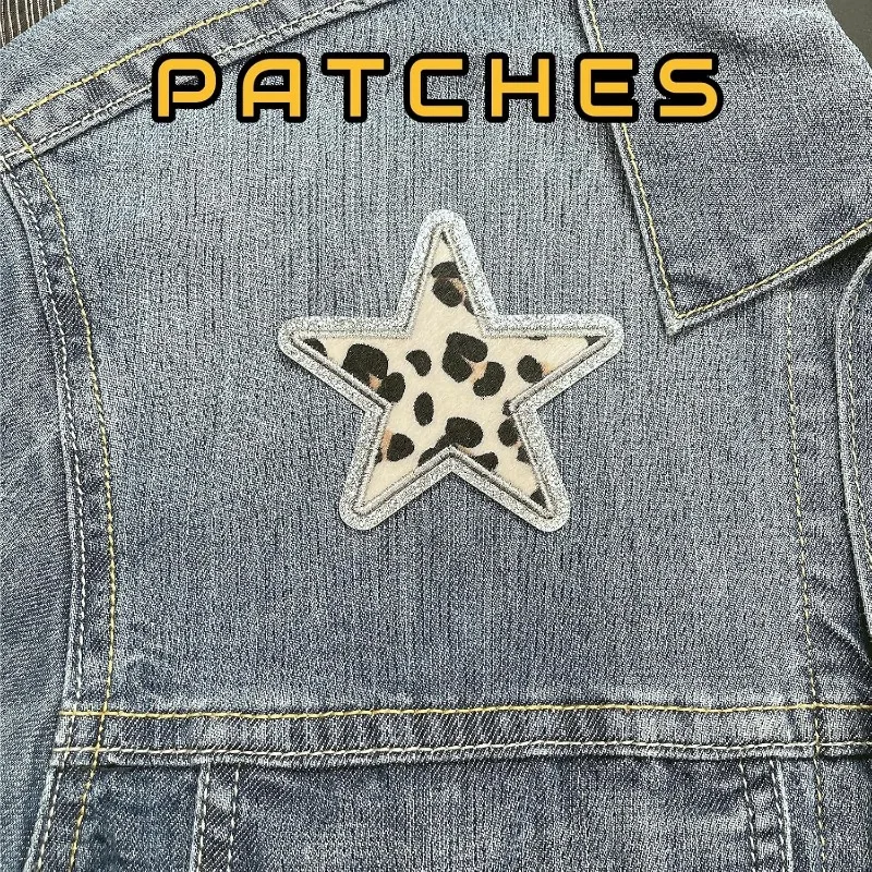 3 Stück Leoparden-Stern-Aufnäher zum Aufbügeln, glitzernde bestickte Applikation, Aufnäher für Jeans, Rucksäcke, Kleidung, Jacken, Hüte, DIY-Dekoration – Detail 2
