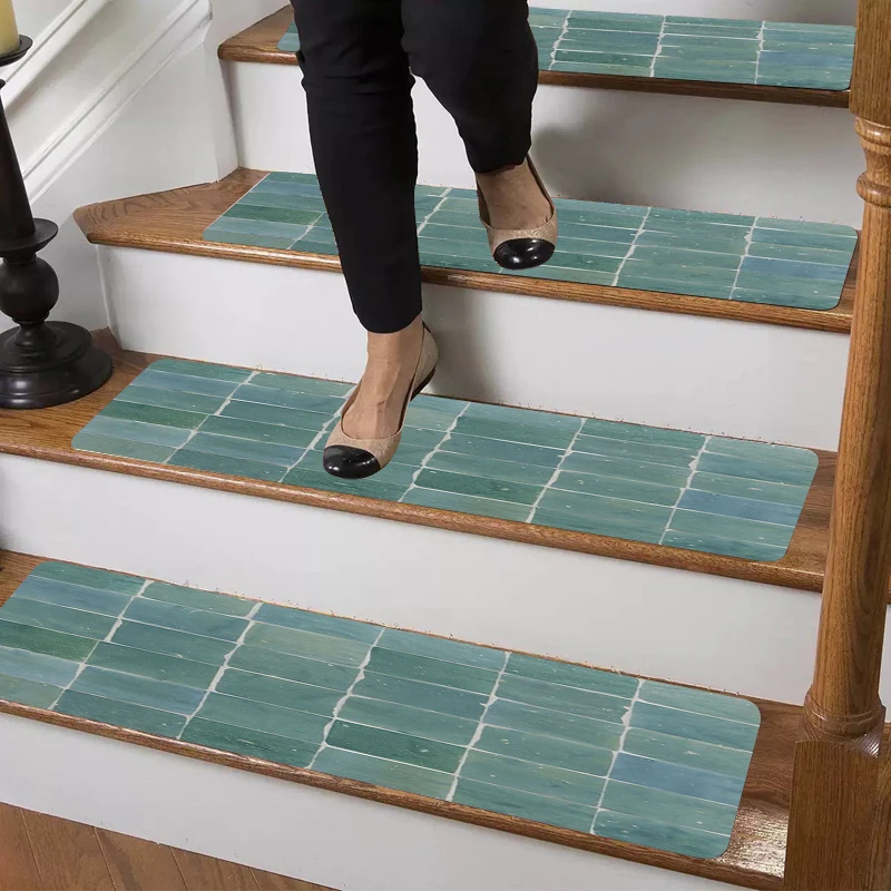 

Grey Gold Marble Clover Pattern Stair Treads Non Slip Self Adhesive Stair Mats for Wooden Steps 4pc/7pc/15pc