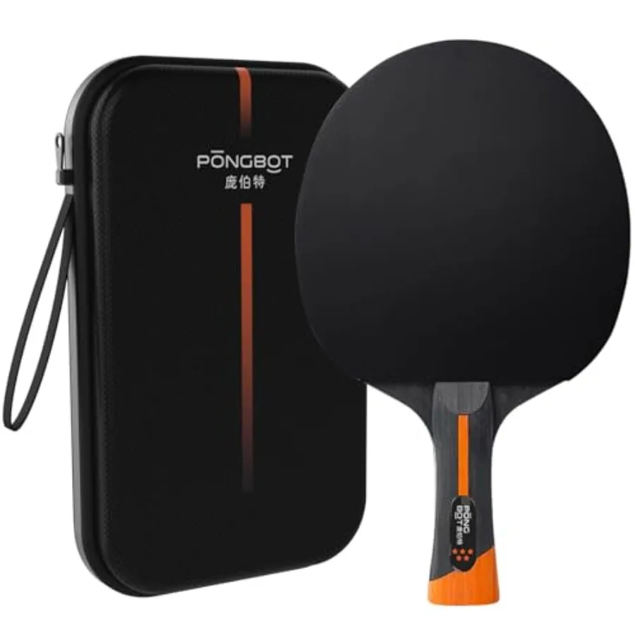 

Five-Star Ping Pong Paddle, Professional Level Table Tennis Racket with Hard Case, Carbon Fiber, 7-Ply Blade, Premium Rubber, f