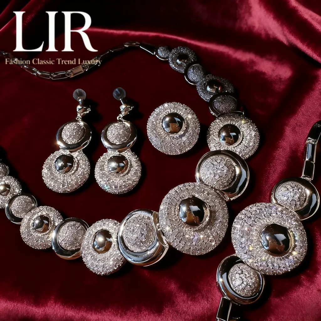 

Женский комплект ювелирных изделий на заказ LIR: ожерелье с драгоценными камнями в стиле фэнтези, винтажный браслет с кабошоном и росой AAA из циркона