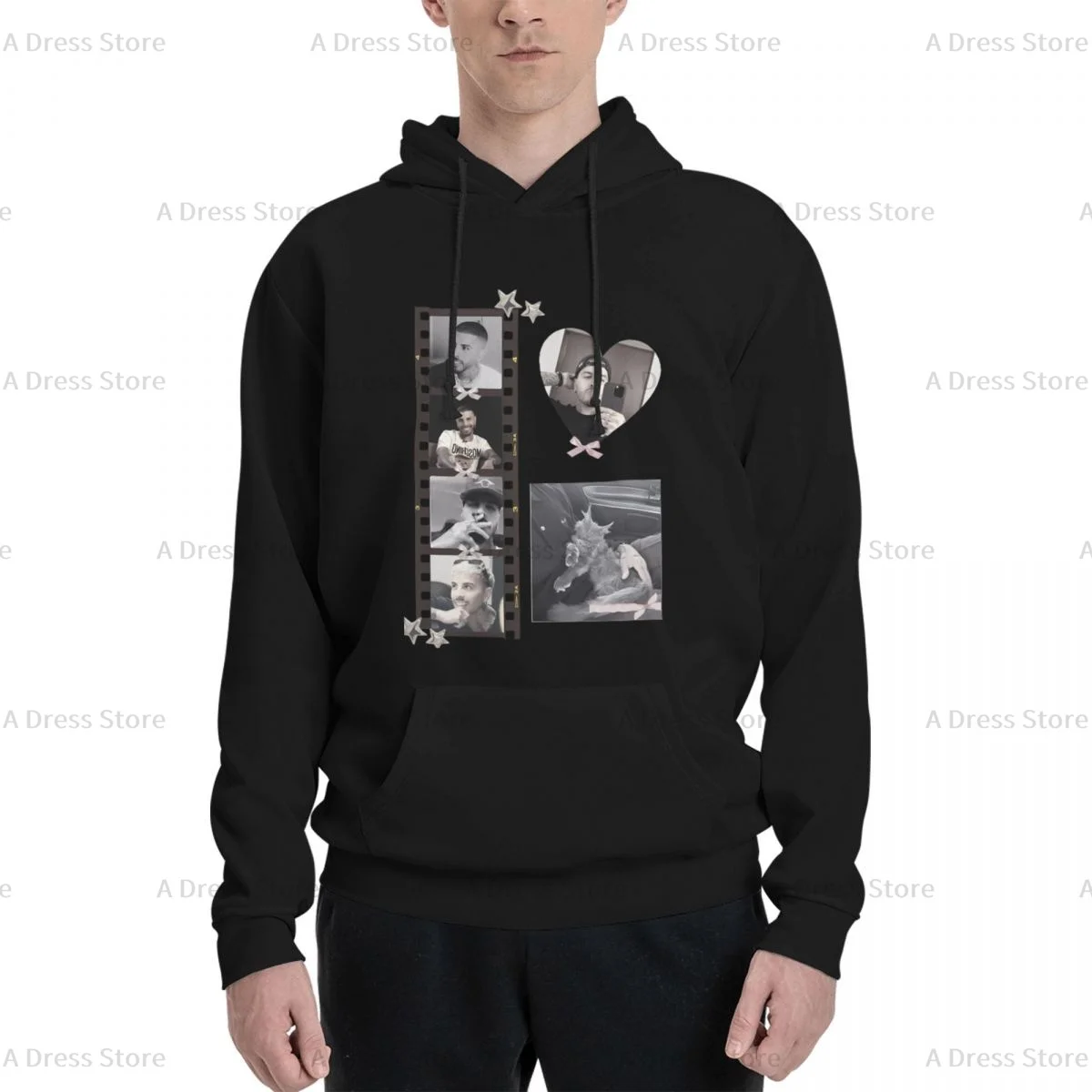 Raw Alejandro Polyester Two sided Hot stamping printing Men's Sweater,Unisex Vintage Pullover Hooded