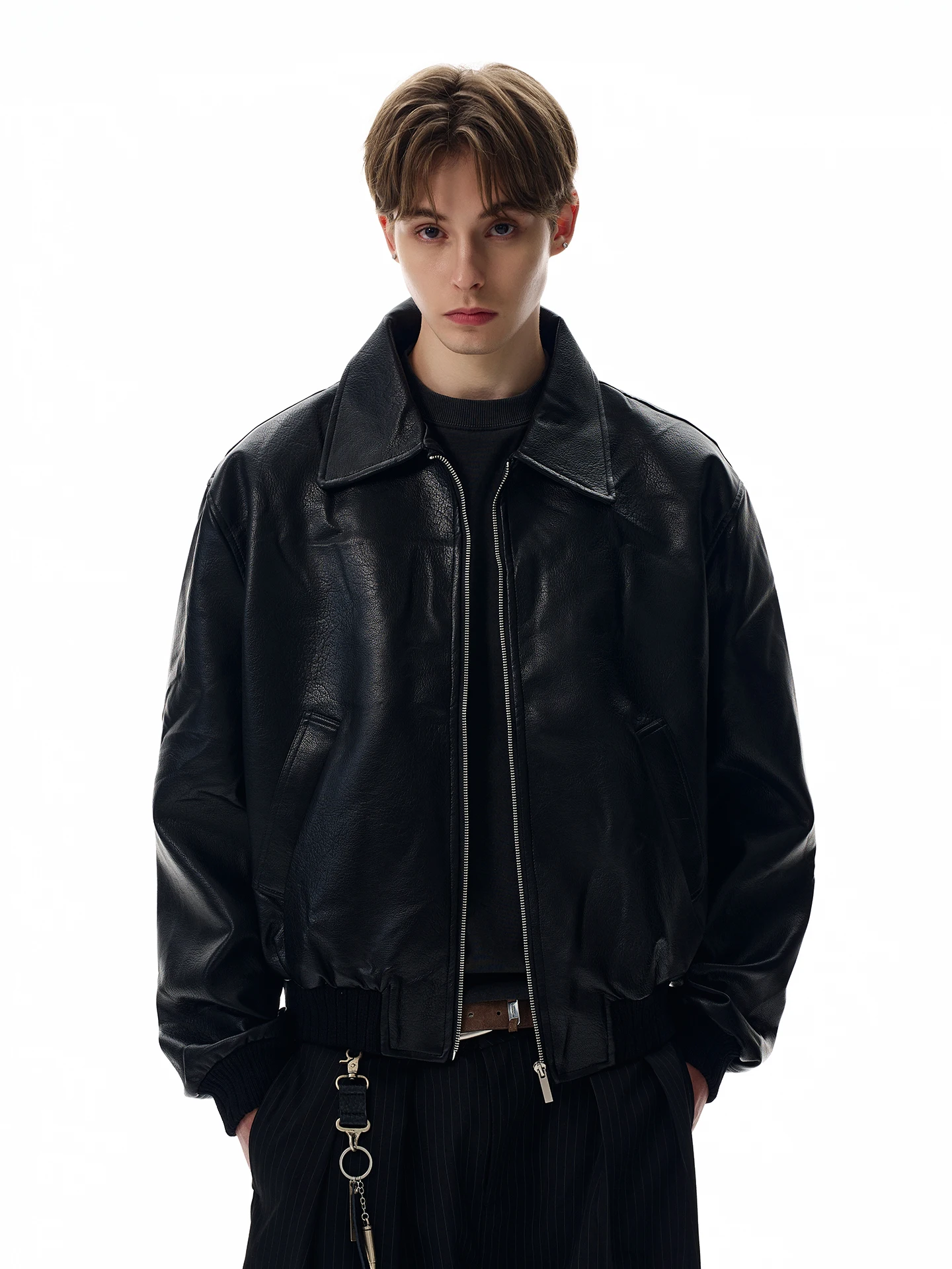 

A PUEE American Retro Cleanfit ape Мотоциклетная кожаная куртка из искусственной кожи Модная свободная верхняя одежда Haome Молодежная застежка-молния