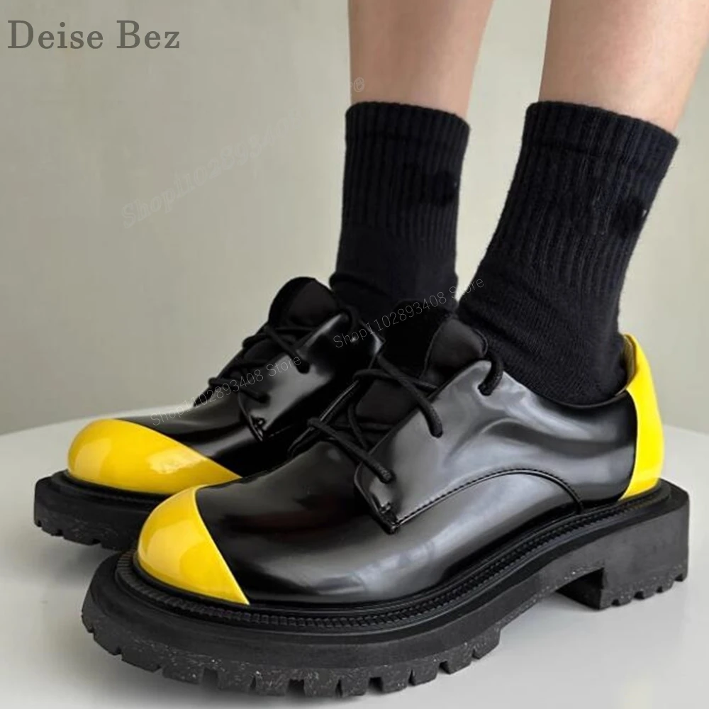 

Black and Yellow Lace-up Men Casual Shoes Round Toe Cross Tied Flat British Style Design Men Shoes 2023 New Zapatillas Mujers