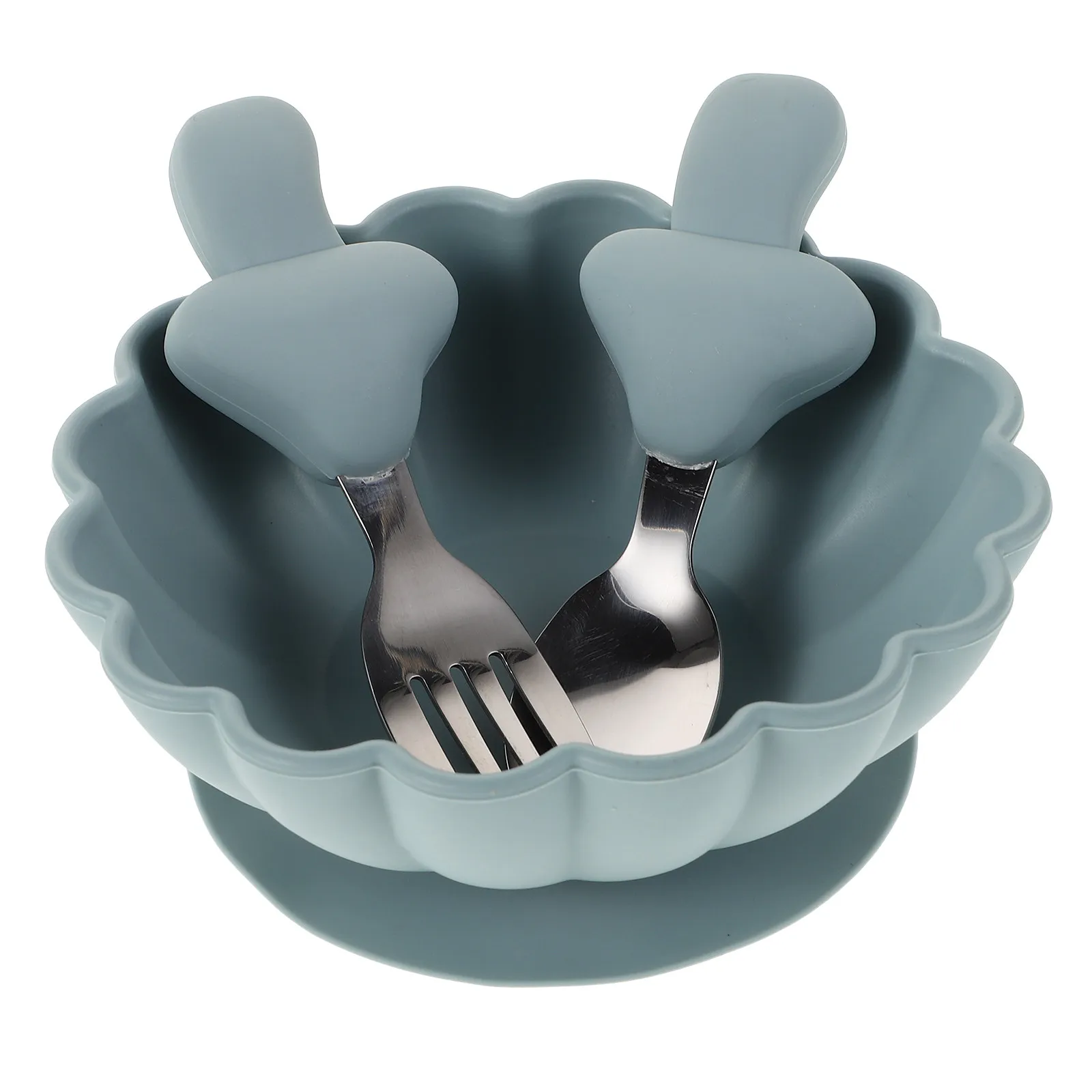 

1Set Silicone Baby Feeding Set Suction Bowl Soft Spoon Fork Snack Cup Drinking Cup Toddler Mealtime Infant Plates