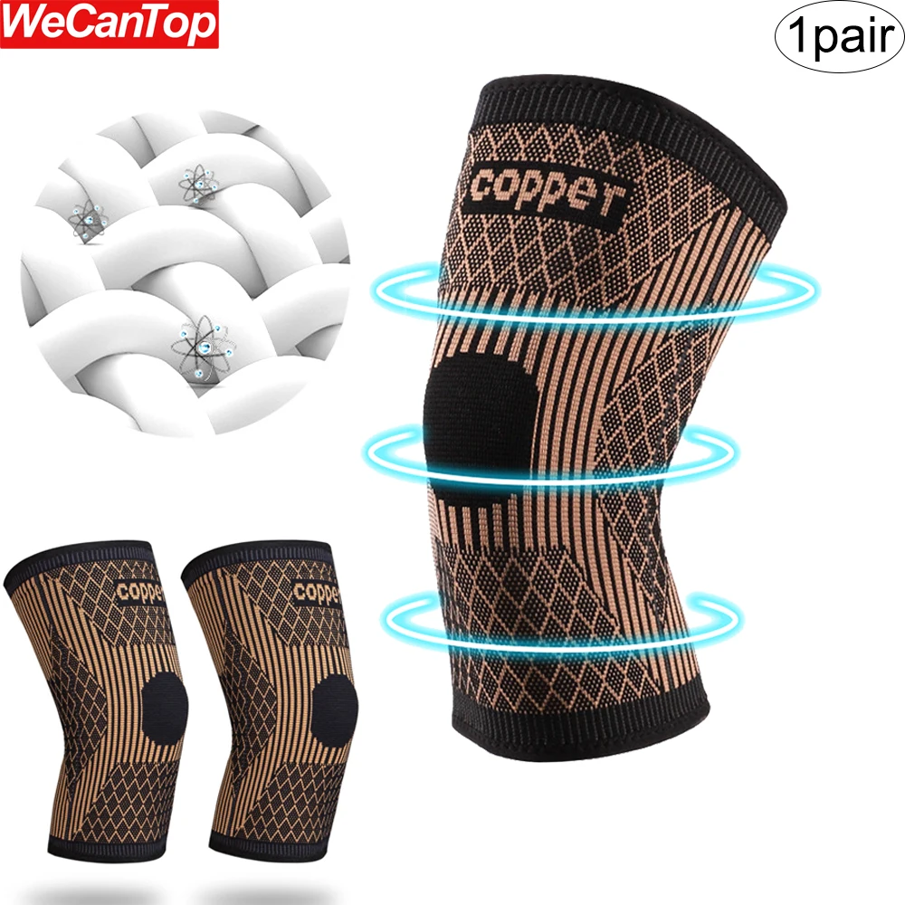 1Pair Copper Knee Braces for Knee Pain-Copper Knee Compression Sleeves-Knee Pads for Sports,Meniscus Tear,Joint Pain Relief,ACL