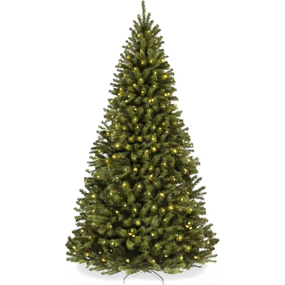 9ft Pre-Lit Spruce Artificial Holiday Christmas Tree W/ 900 Incandescent Lights, 2028 Branch Tips, Easy Assembly, Metal Hinges