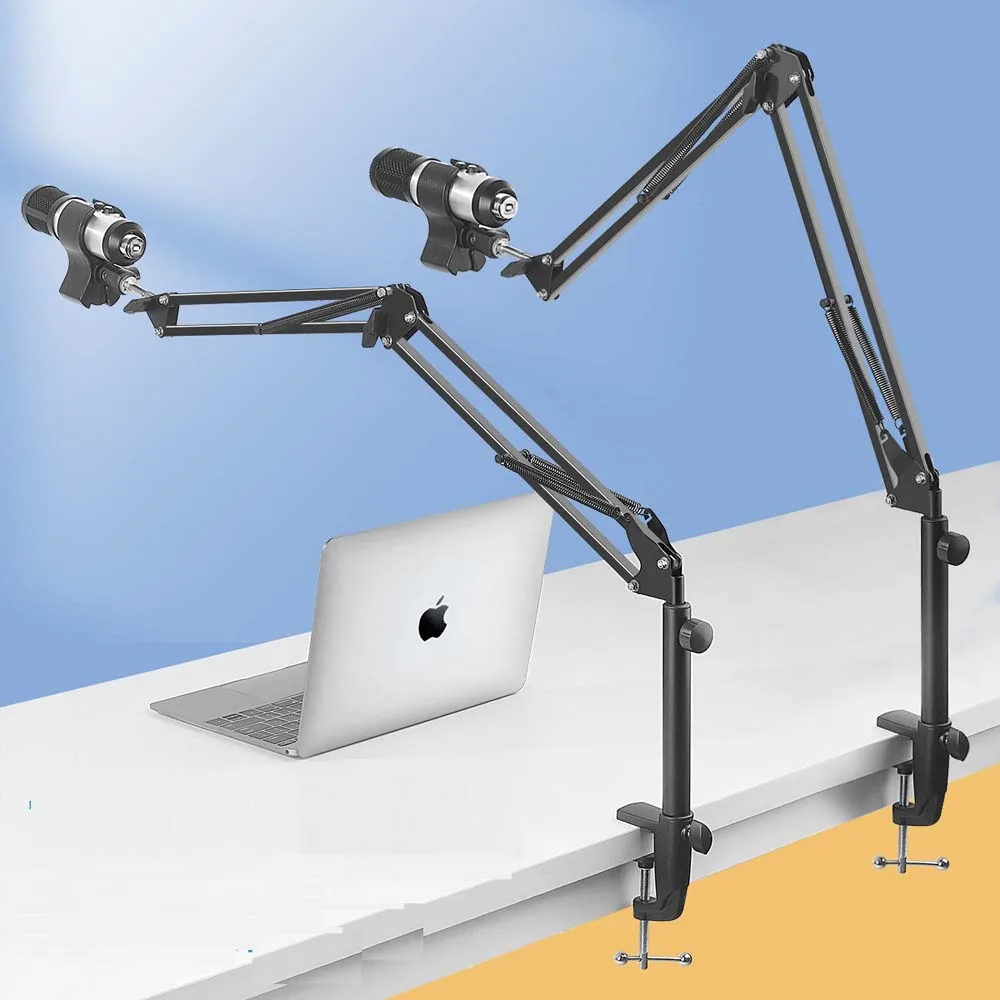 

Microphone Stand Clip Mic Arm Desk Mount Cantilever Bracket Rotating Adjustable Height Telescopic Microphone Shock Mount Support