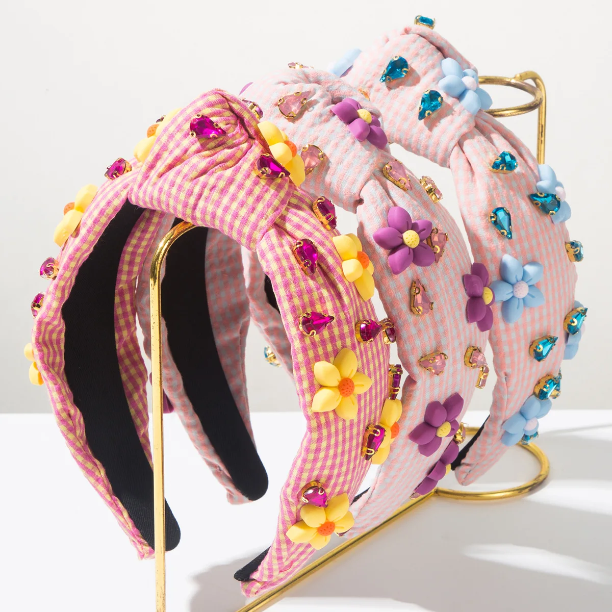 

New Fashion Sweet Wind Fabric Diamond Flower Accessories Headband Personality Party Beautiful Hair Accessories Hairpin Girl