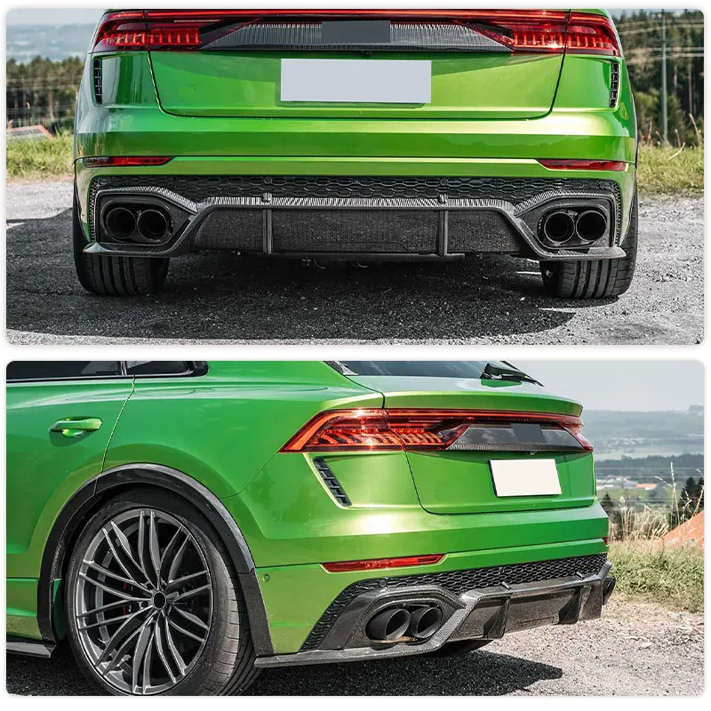 Car Rear Bumper Diffuser Lip For Audi RS Q8 RSQ8 Sport Utility 4-Door 2020-2023 Carbon Fiber Rear Diffuser Lip Apron Guard