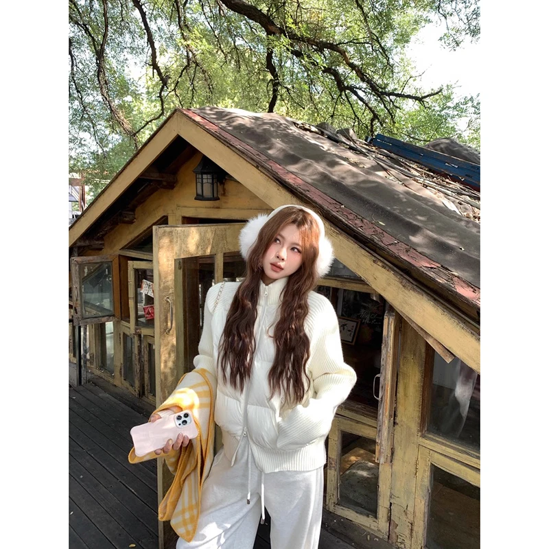 

YIBASHU осень-зима женская Y2k японская белая толстовка с капюшоном стеганая куртка с воротником-стойкой пуховик корейские толстые парки верхняя одежда Tide