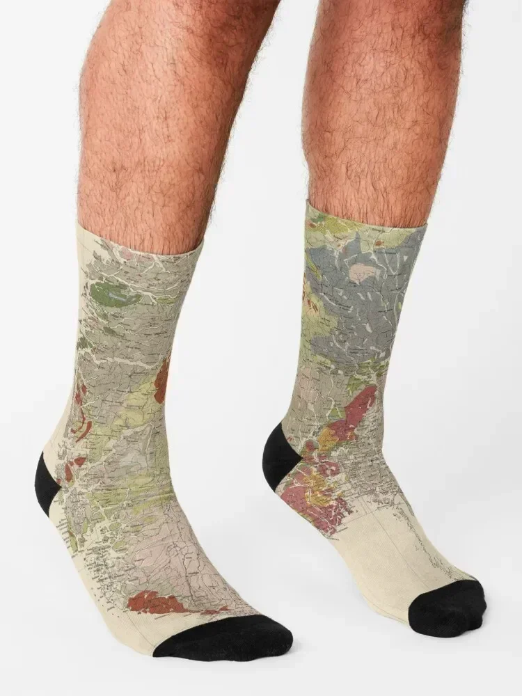Vintage Geological Map of Norway (1878) Socks Sports Rugby Wholesale essential Socks For Men Women's