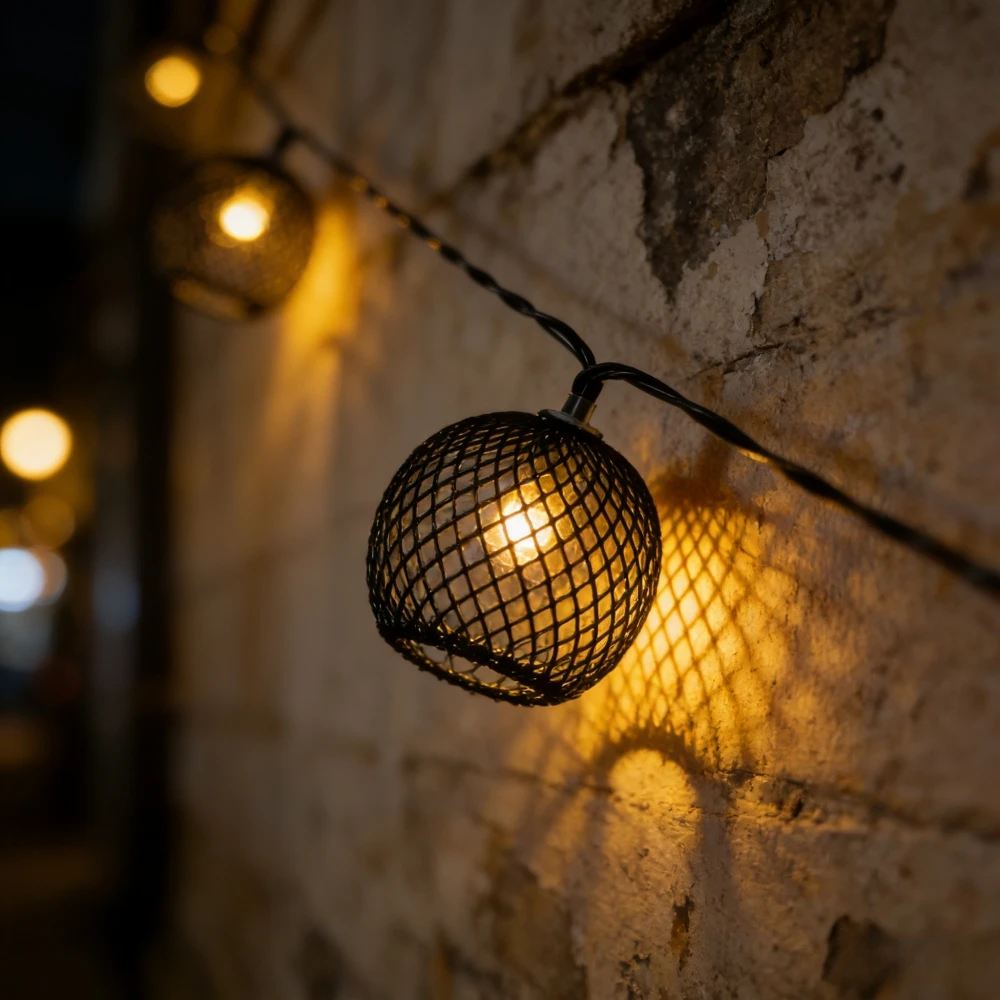1PC 5M10LED/8M20LED Luzes de Cordão em Rede Metálica Alimentadas por Energia Solar à Prova d'Água LED para Decoração de Pátio, Jardim, Quintal e Bistrô