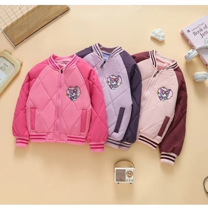 

Kawaii Kuromi Sanrio Student Cute Cartoon Warm Jacket Children Thickened Comfortable Sportswear Hoodie Gift for Kids