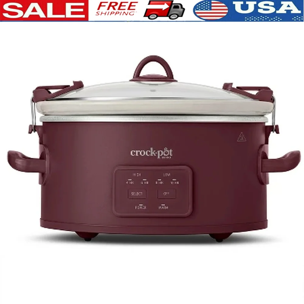 

6qt Programmable Slow Cooker with Locking Lid Auto-Warm Feature Dishwasher-Safe Ceramic Stoneware Family Meals and Travel