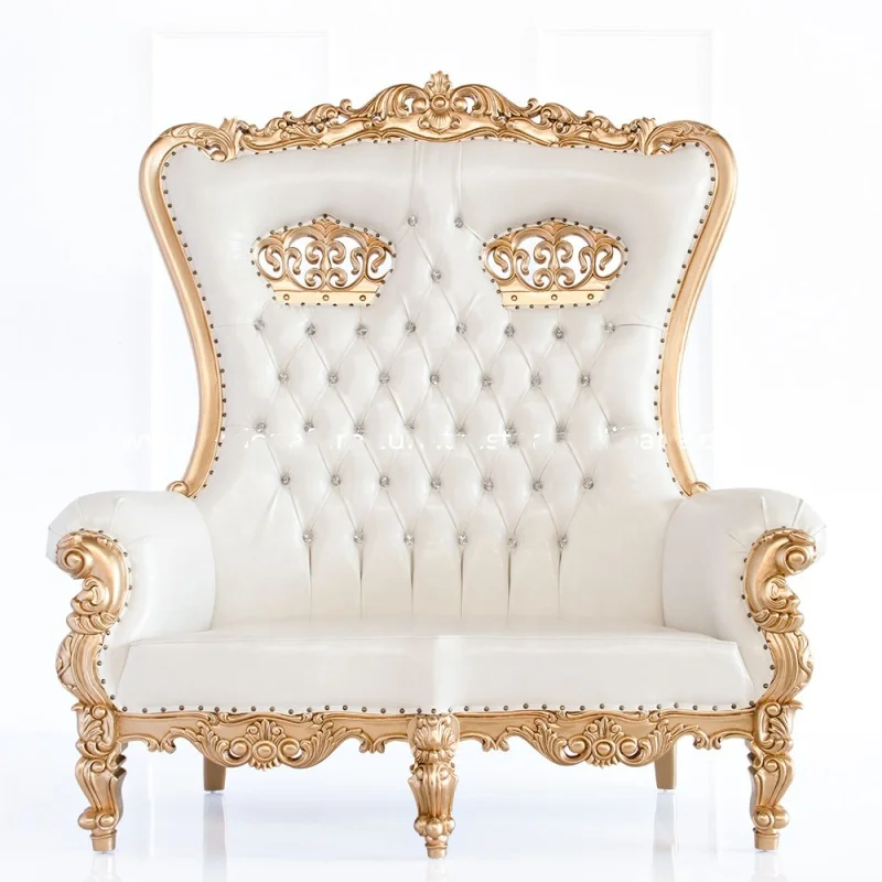 2 Seater Antique Royal Loveseat Crown Chair Wedding Party Hotel Furnitures