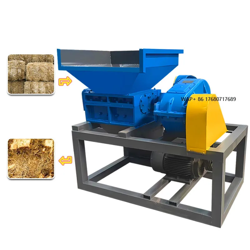 Waste Wood Low Consumption Biomass Recycling Line Straw Grinding Machine Paddy Straw Shredder