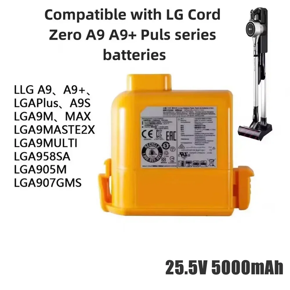 25.2V 5000mah for LG A9, A9 PLUS A905M A907GMS EAC63758601 A905RM vacuum cleaner battery