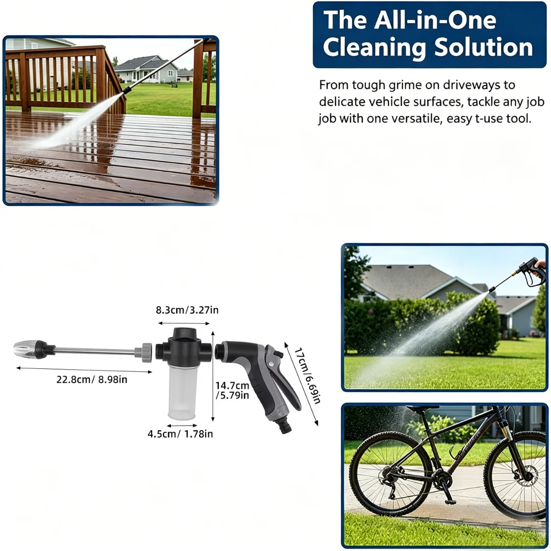 Pressure Washer Gun,High Pressure Soap Sprayer Long Nozzle for Garden Hose, Foam Gun Car Wash Sprayer, Plastic Soap Dispenser Bo