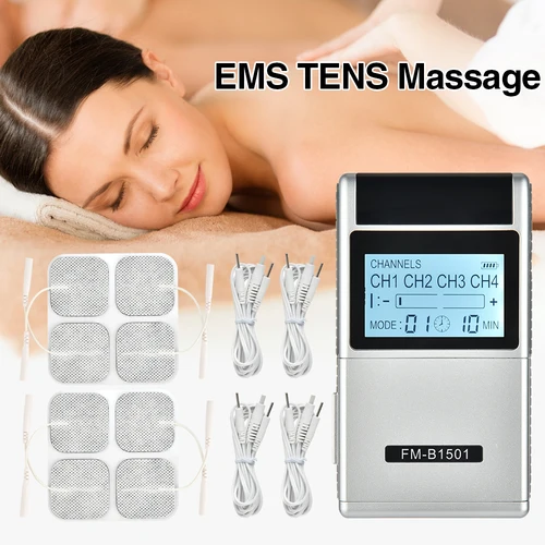 Imagen 2 del producto Masajeador Estimulador muscular eléctrico EMS, terapia Digital de pulso TENS, máquina masajeadora de cuerpo completo, 15 modos, alivio del dolor recargable