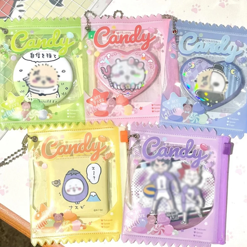 5 pieces of Japanese candy series badge display pendant, badge protective card cover, badge dustproof storage bag