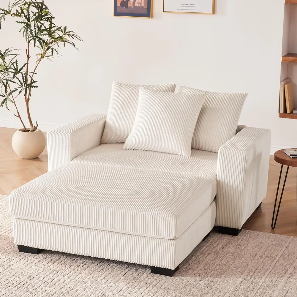 

58.3" Comfy Deep Seat Oversized Chaise Lounge Indoor for Living Room, Solid Wood Sleeper Reclining Chair