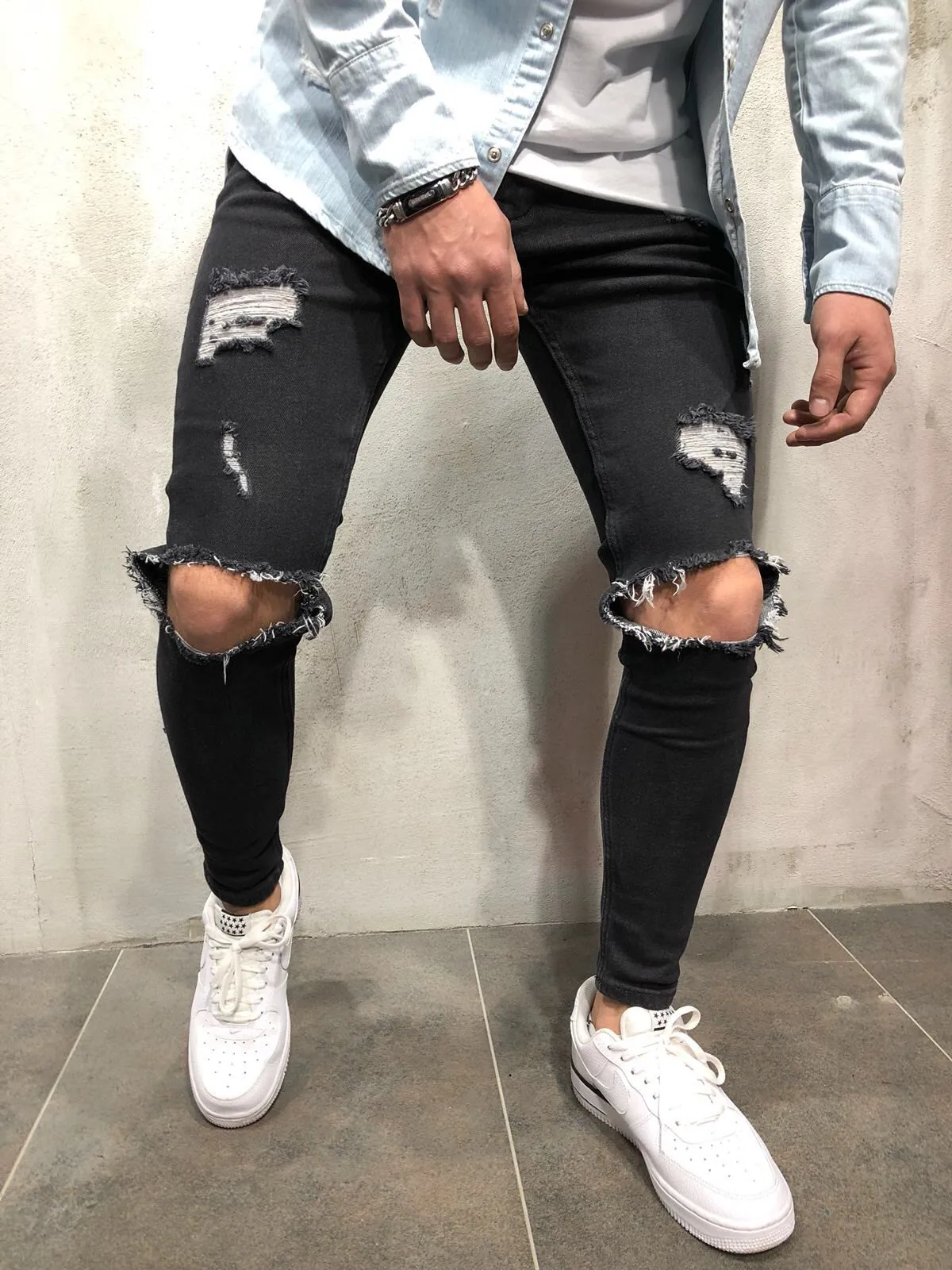 Jeans For Men Fashion Skinny Ripped Denim Trousers Biker High Quality Male Slim Casual Men's Pants Hip Hop Jogging Jean Homme