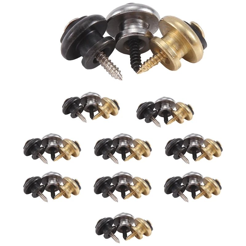 어쿠스틱 기타 일렉트릭 기타용 기타 스트랩 버튼, 스트랩락 테일 네일 엔드 핀, 나사 및 와셔 포함, 30 개, 신제품