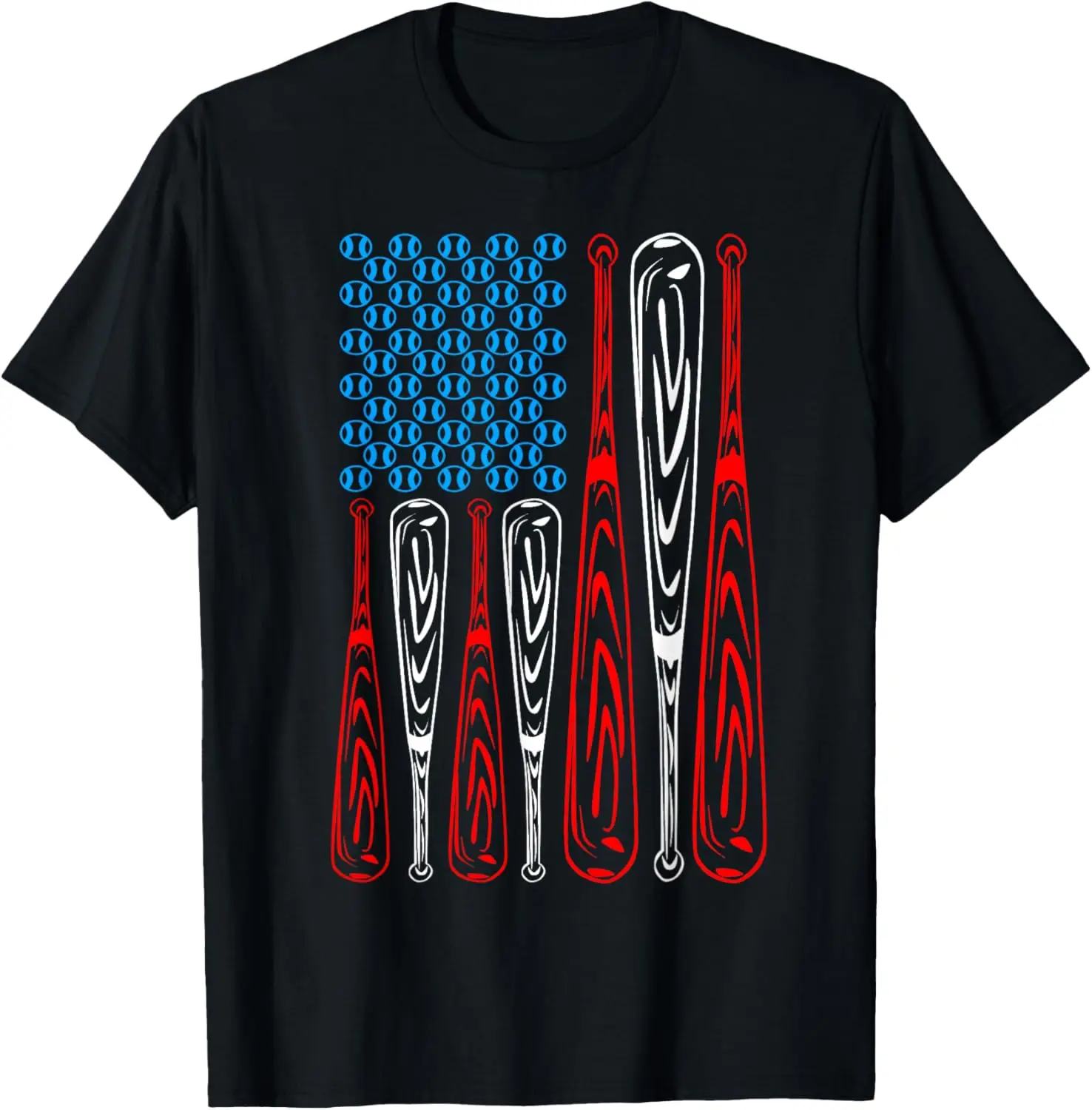 American Flag Baseball Red&White and Blue 4th of July T-Shirt