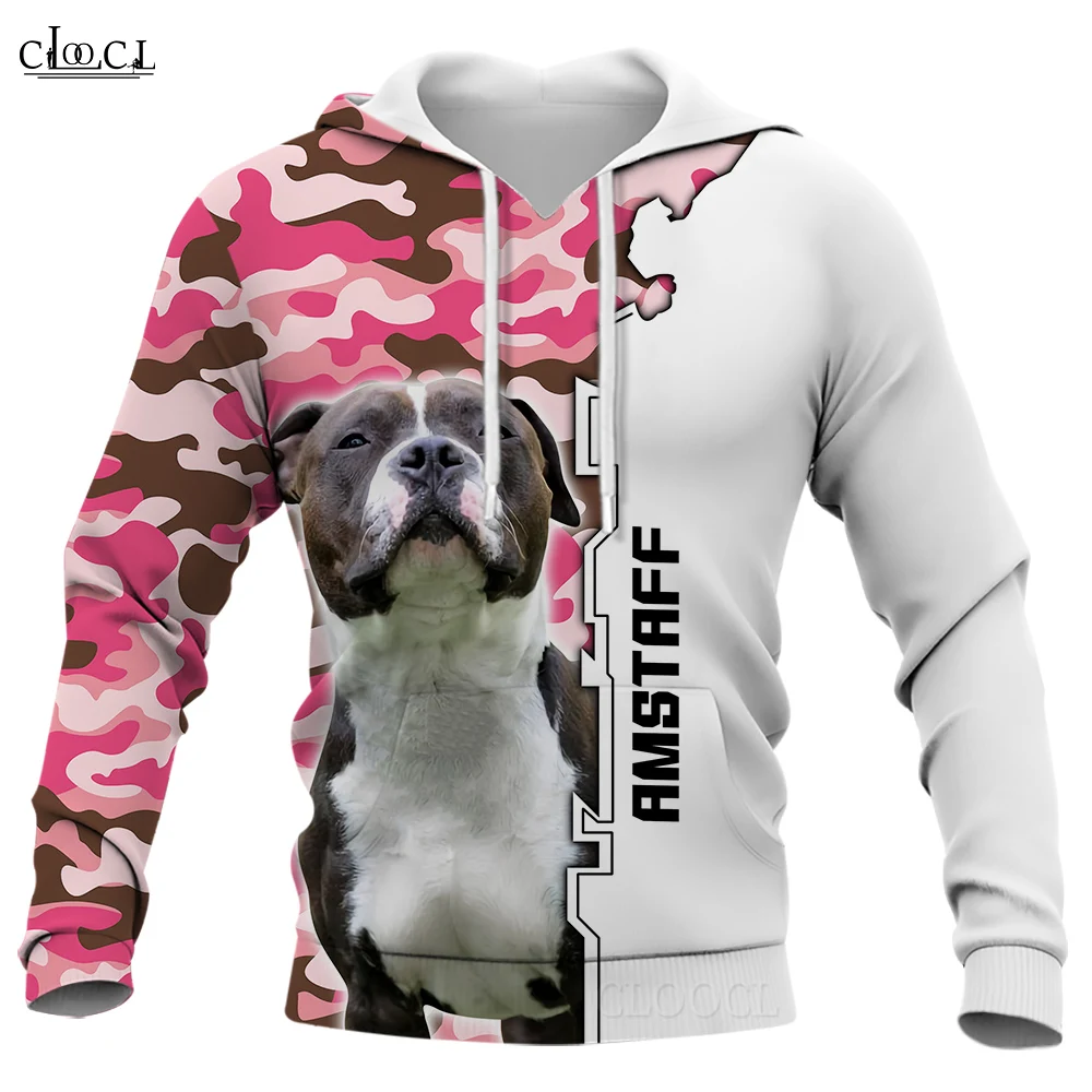 CLOOCL Men Hoodie Amstaff Dog 3D Printed Animal Hooded Sweatshirt Women Streetwear Pullover Mens Jacket Teenage Clothing