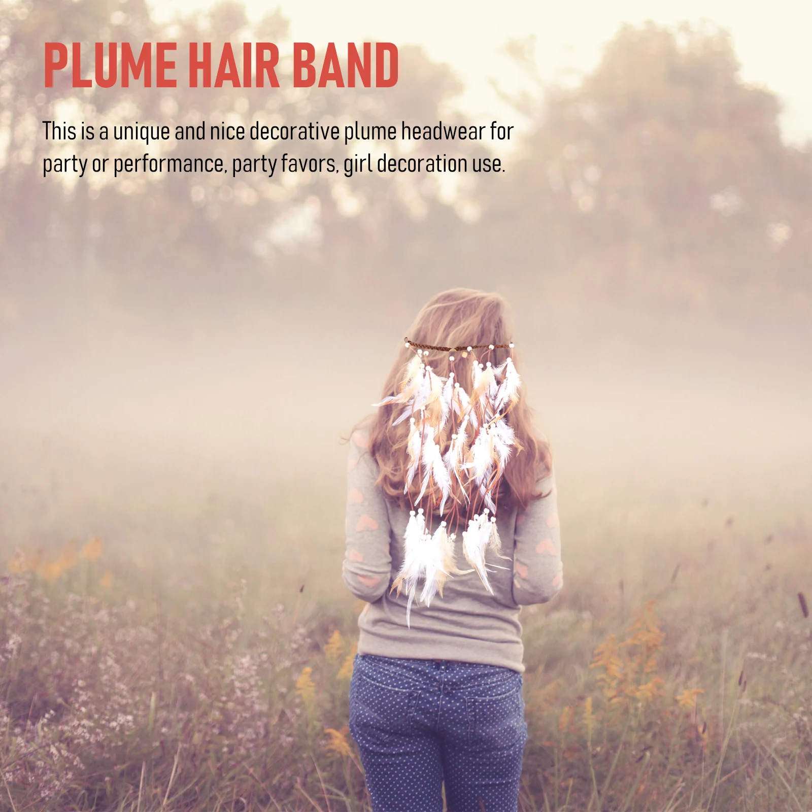 

Long Plume Headband Bohemia Hair Accessory Hairband For Party Cosplay Masquerade Decor Lady Costume Plume Hairband