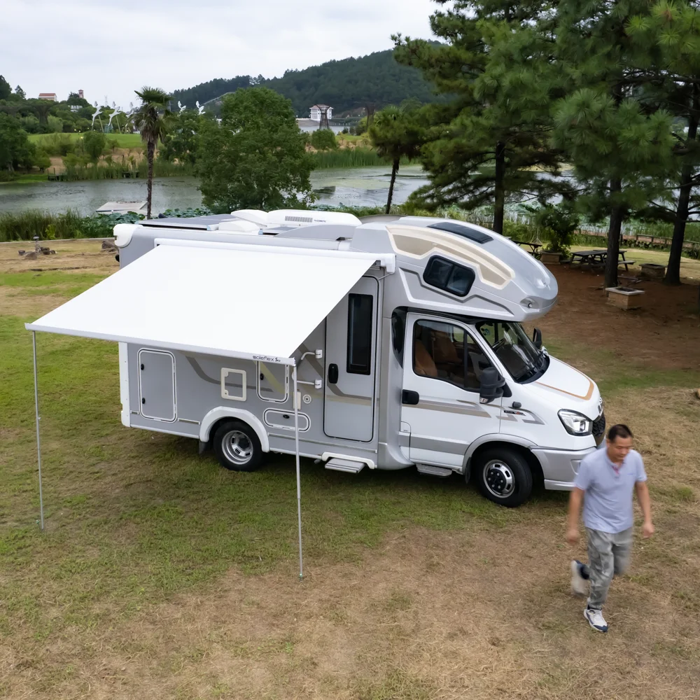 Soleflex Customizable Sizes Waterproof Aluminum Power Retractable Full-Box RV Camper Caravan Awning for Travel Trailers