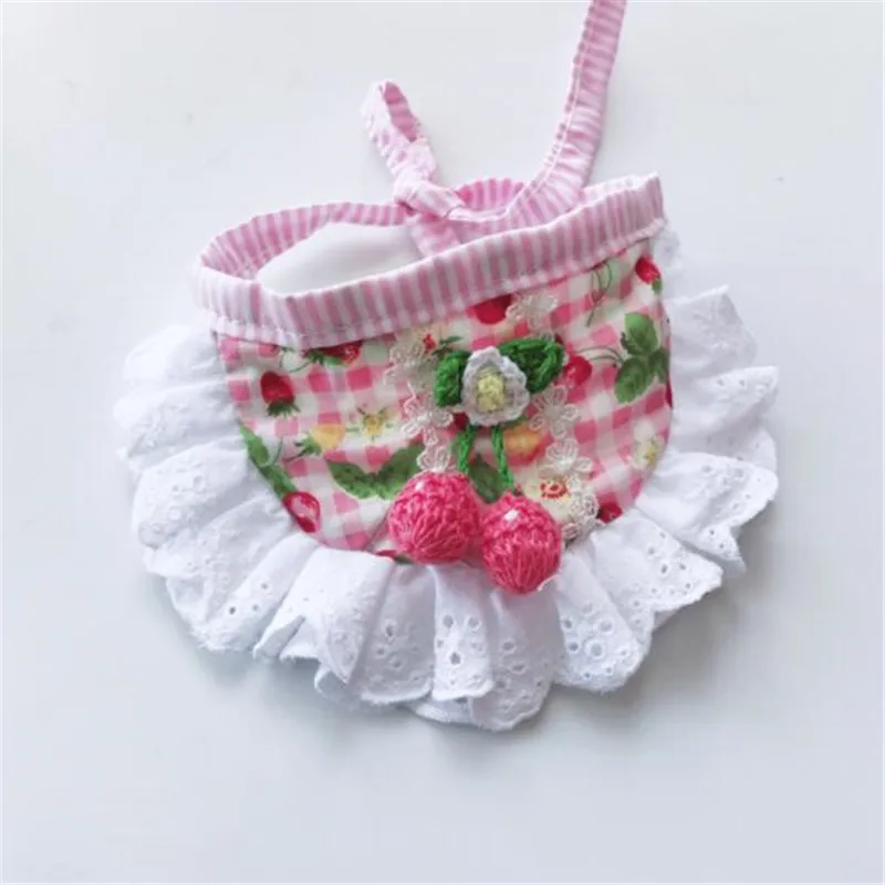 Sweet Pet Scarf Accessories Plaid Saliva Towel Puppy String Neck Strap Collar Bib Bandana For Small Dogs Chiwawa Dog Neckerchief