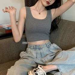 Fashion Sexy Women Candy Colour Tanks Tops Short Cotton Casual Camisole Tube Top Female Sleeveless Cropped Vest XL