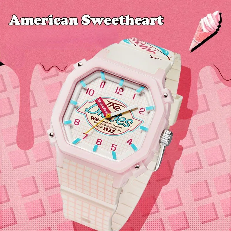 Dickies Watch Flagship Store Girl's  American Sweetheart Small Square Student Fashion Trend Quartz Watches CL479