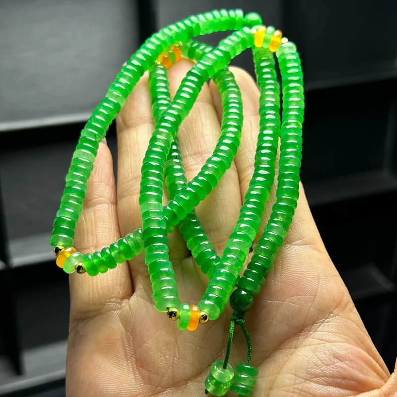 

Certified Natural A Ice Green Jade Jadeite 5.7*1.8mm Beads Pendant&Nelaces