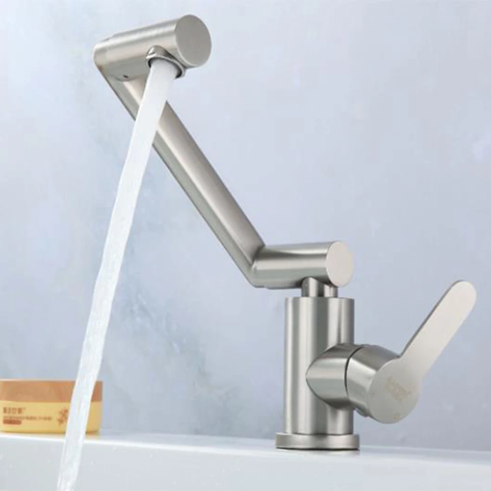

304 stainless steel kitchen wash basin hot and cold water faucet main deck installation mixer wiredrawing faucet