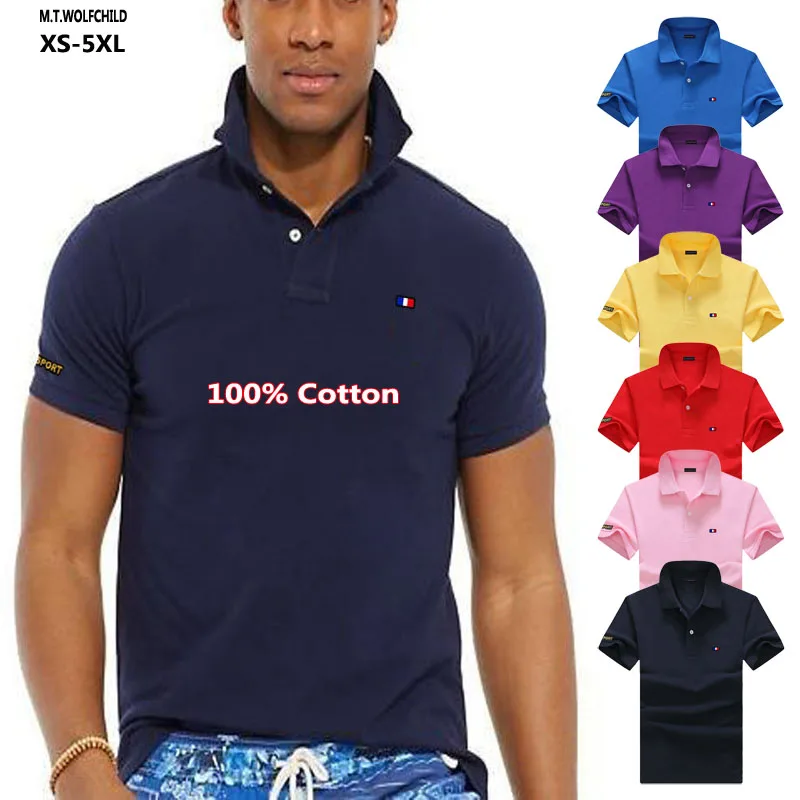 

100% Cotton High Quality Summer Mens Polo Shirt Casual Short Sleeve Solid Color Polos Hommes Fashion Fit Male Lapel Tops XS-5XL