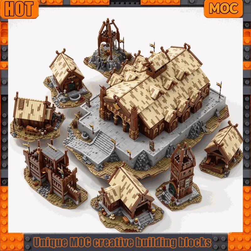 18894Parts Medieval Viking Village Bundle Building Blocks Custom Model Kit Creative Assembly Toy For Home Office Shelf Display
