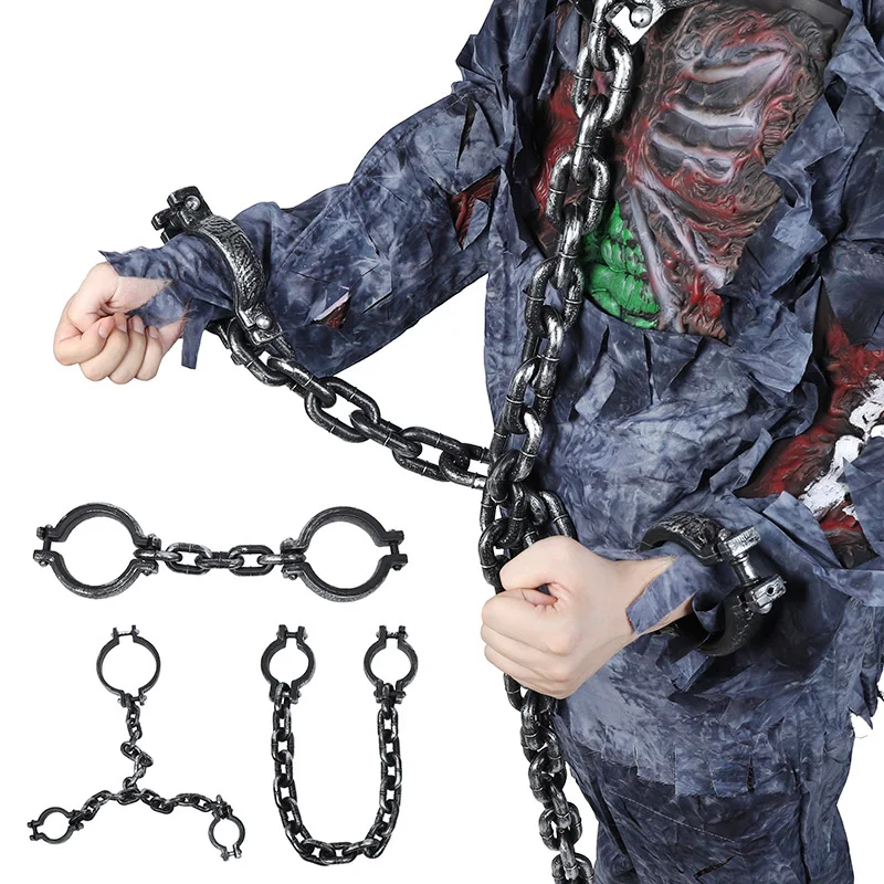 

D5 Halloween Fake Chains Haunted House Horror Props Home Decoration Prisoner Costume Cosplay Accessories Plastic Link Chains